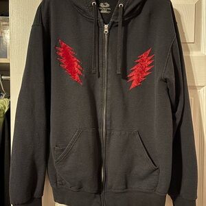 Grateful Dead Black Hoodie with Red Lightning Bolts
